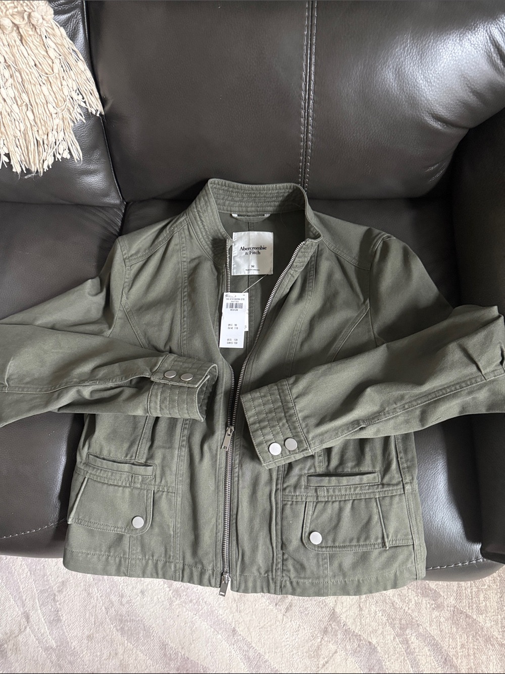 Abercrombie & Fitch Olive Green Utility Jean Jacket